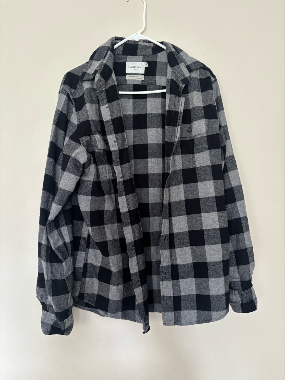 Goodfellow & Co Black and Gray Buffalo Check Flannel Shirt Jacket